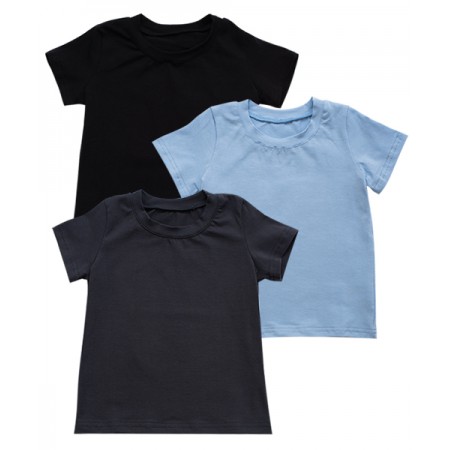 Комплект 3 шт Дитяча футболка Чорний/Джинсовий/Блакитний